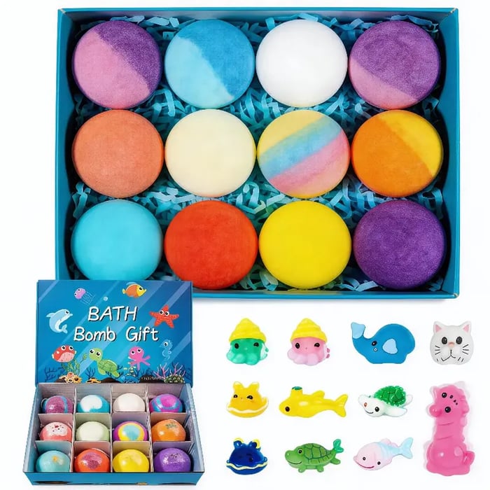 🎁EASTER SALE 50% OFF🐣Bath Bombs For Kids – 12 Pack With Surprise Toys Inside, Easter Basket Stuffers🛁