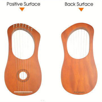 Mahogany 7-String Lyre Harp, Light Beige Varnished Finish with Phosphor Bronze Strings